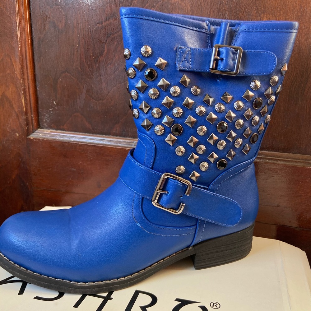 Royal Blue Rhinestone Ashro Booties